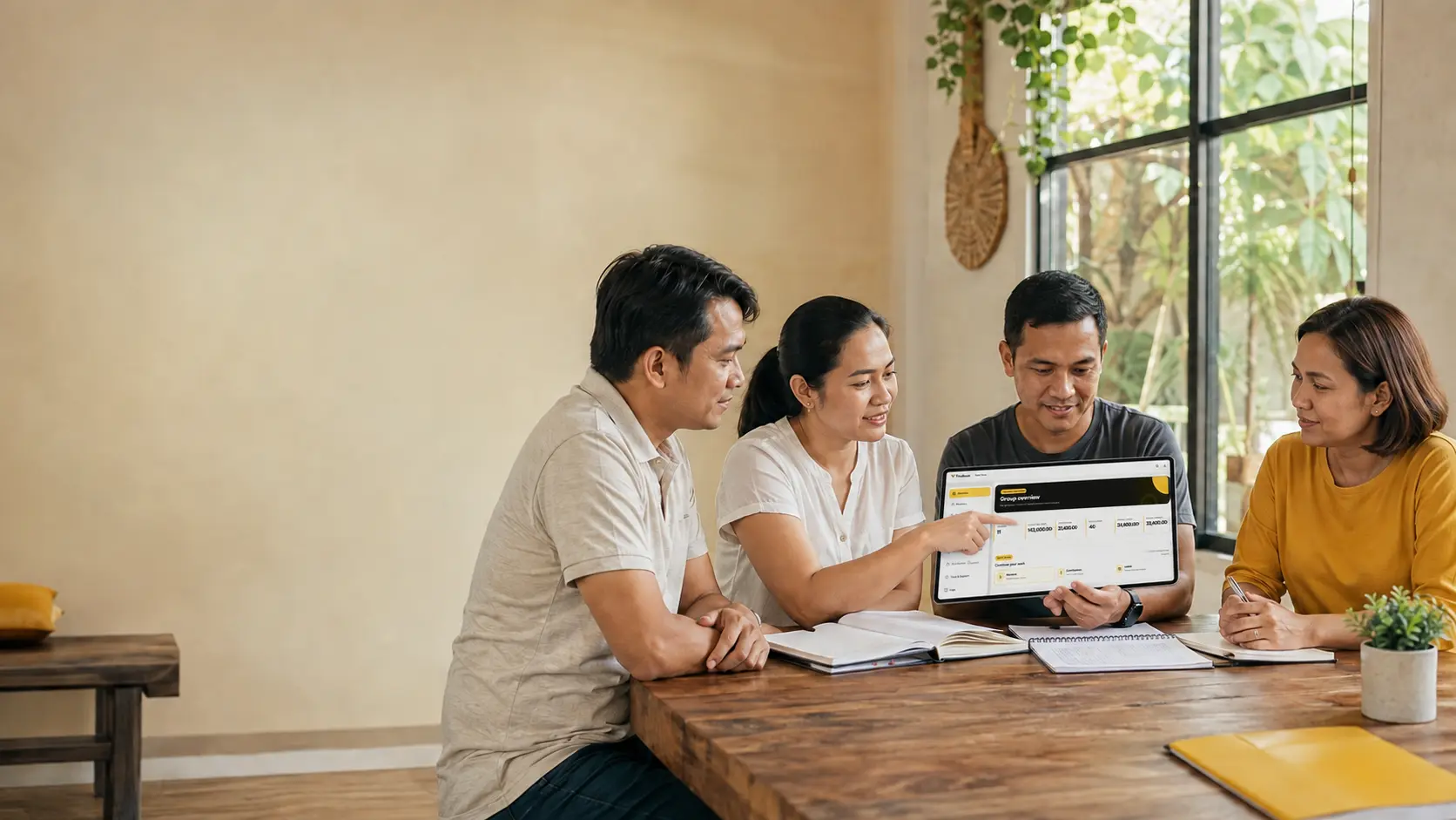 Community members reviewing the Tinubuan dashboard together